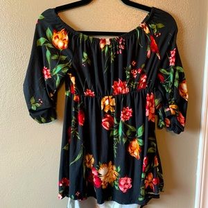 Floral Print Off the Shoulder Maternity Top